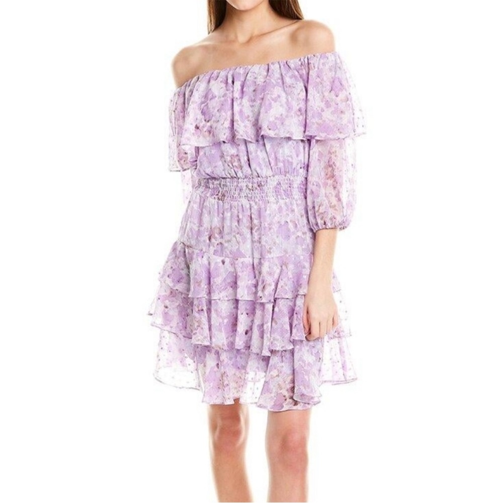 Taylor Off-the-shoulder Mini Dress in Purple